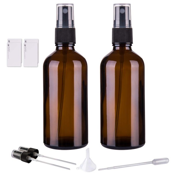 Amber Glass Spray Bottles for Essential Oils, 4oz Empty Small