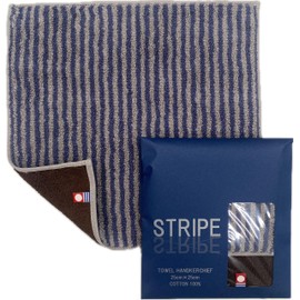 Imabari Towel, Handkerchief Towel with Packaging, Striped, Approx. 9.8 x 9.8 inches (25 x 25 cm), Made in Japan, Imabari 100% Cotton, Skin-friendly, Cute, 100% Cotton, Camping, Work, School, Cool,