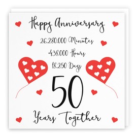 Hunts England - 50th Wedding Anniversary Card - 50 Years Together - Happy Anniversary - Timeless Collection - Fun Cute Card
