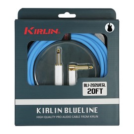 KIRLIN Cable BLI-202WFGL-20/BE 20-Feet Straight to Right Angle 1/4-Inch Plug Blueline Instrument Cable with Blue PVC Jacket
