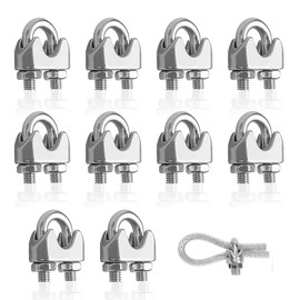 YEYIT 5mm Wire Rope Clamp 10 Pcs M5 Wire Rope Clip Clamp for Ø 5mm Wire Rope,U Shape Bolt Wire Rope Grips for Tensioning Wire Ropes, for Industry Household Transportation etc