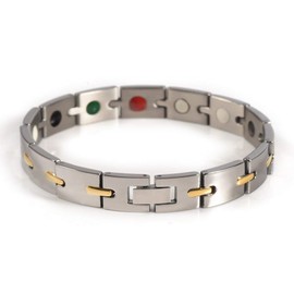 Men's Bracelets, Health Bracelets, 21.6 cm, Gold Plated, Titanium Bracelets for Men, 8.3 Inches, Titanium