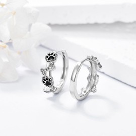 Dog Paw Earrings for Women 925 Sterling Silver Dog Paw Hoop Earrings Cute Animal Paw Print Jewelry Gifts for Women