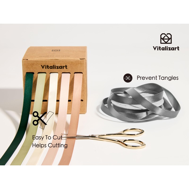 Vitalizart Green & Pink Series Fabric Ribbon for Crafts 3/8''