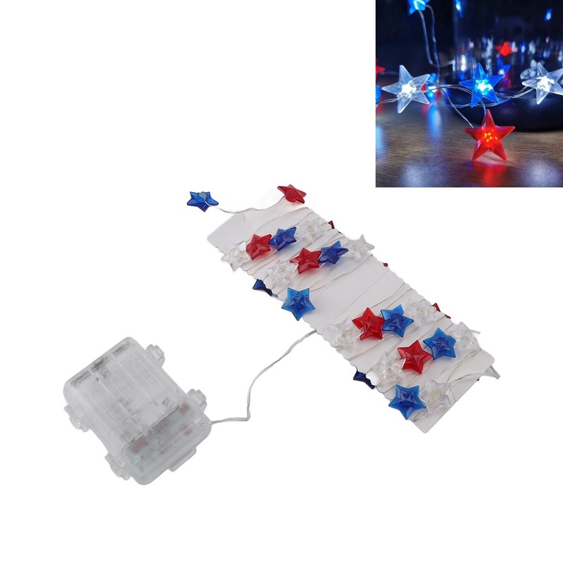 Independence Day Decor LED String Lights Battery Operated 9.8ft 40