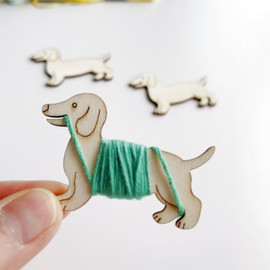 Set of 50 Wood Dachshund Bobbins Thread Holders, Floss Organiser, Cross Stitch Embroidery Thread Storage (50)