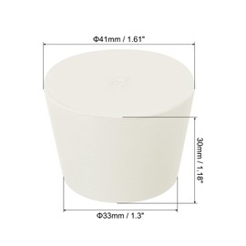 sourcing map Rubber Tapered Plug 33mm to 41mm Solid Test Tubes Bungs Stopper White for Lab Home 5 Pieces