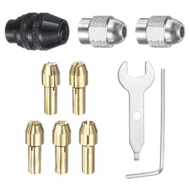 HARFINGTON 10pcs Drill Chuck Collet Set 0.8/1.2/1.8/2.4/3.2mm Mini Electric Grinder Quick Change Replacement Drilling Tool for Rotary Tools with 485 Brass Collet Metal Nut