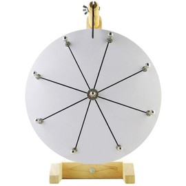 WoodWell 12 Inch Tabletop Spinning Prize Wheel w/Wood Stand | Dry Erase | 8 Customizable Slots | Casino Games | Family Night | Classrooms | with Markers and Eraser