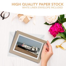 Greeting Cards Biege (Insert) - British Hovercraft Machine Vehicle Blank Greetings Card Birthday Kids Party Boys Girls #16734