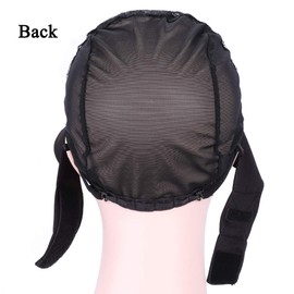 Ecojunmi - 2 diademas para peluca, negro con agarre de peluca, diadema para hacer pelucas, malla con velcro ajustable y 6 peines de peluca (negro-2 unidades)