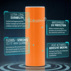 Premium Top Grade Real Sheet Overlay 60"x72" In Vinyl Wrap Bubble Free Air Release - 3D Orange Carbon Fiber Matte