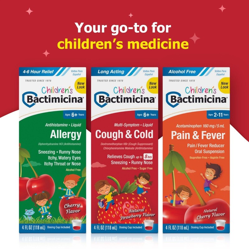 Bactimicina Children's Cough and Cold Liquid, Made in USA, 4