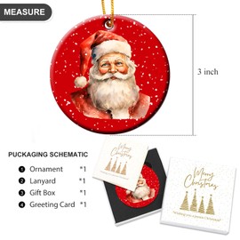 Gormcore Jolly Santa Claus Ceramic Round Ornament for Christmas Tree Winter Holiday Keepsake Gift Xmas Gift Ornament 3" Gift Box Included