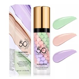 Freeorr 3 in 1 컬러 코렉팅 메이크업 프라이머 페이셜 세럼 SPF 50 PA 자외선 차단제 솔레이션 크림 오일 컨트롤 3 in 1 Color Correcting Makeup Primer Facial Serum SPF 50 PA Sunscreen Solution Cream Oil Control [A]