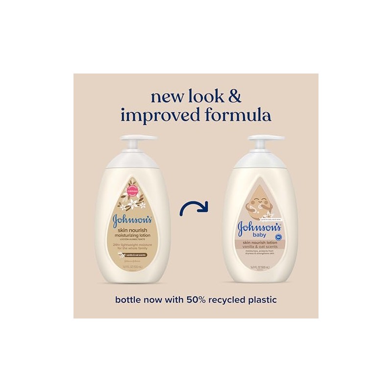 Johnson's Skin Nourish Moisturizing Baby Lotion for Dry Skin with