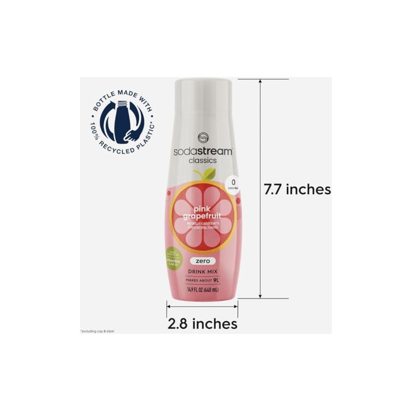 SodaStream Pink Grapefruit Zero Calorie Syrup, 14.8 Fluid Ounce