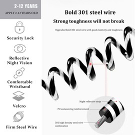 Anti Lost Wrist Link with Magnetic Induction Lock,Toddler Wrist Leash for Kids Child Safety Harness Baby Proofing Wristband with Reflective Strip（Induction Black）