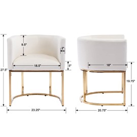 BESTANO Velvet Dining Chair Modern Barrel Arm Chairs with Golden Frame, Upholstered Kitchen Chairs 18.5" Wide Accent Chair for Living Room Dining Room Restaurant, Beige