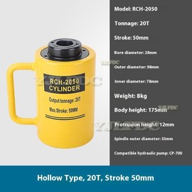 RCH-2050 잭 홀로우 플런저 램 유압식 중공 실린더 20톤 50mm 유압식 중공 플런저 RCH-2050 Jack Hollow Plunger Ram Hydraulic Middle Hole Cylinder 20Ton 50mm Hydraulic Middle Hole Plunger