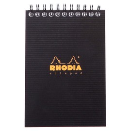 RHODIA 13920C - Spiral Notebook (Full Bound) Notepad Black A6 | Small Tiles | 80 Detachable Sheets - Clairefontaine Paper 90g - Polypro Cover (Plastic) - Rhodiactive