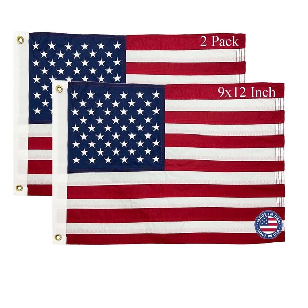 FLAGPARK American Flags for Outside 2 Pack-US Flag 9x12 Heavy