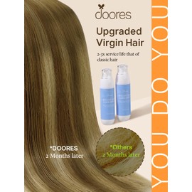 DOORES Tape in Hair Extensions Human Hair, Medium Brown Highlighted Dirty Blonde 20 Inch 20pcs 50g, Human Hair Extensions Natural Hair Extensions Seamless Straight