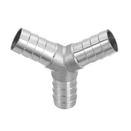 uxcell 1" Y Shape Hose Barb Pipe Fitting, 304 Stainless Steel 3 Way Pipe Hose Pipe Fitting Adapter for Vacuum Systems, Industrial Pipe Connections, Silver