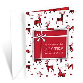 Christmas Card For Sister | Made in America | Eco-Friendly | Thick Card Stock with Premium Envelope 5in x 7.75in | Packaged in Protective Mailer | Prime Greetings