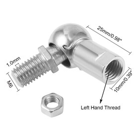 HiPicco Ball Head Joint Rod End Bearing/Ball Socket Universal Joints, 4pcs M6 Left Thread Carbon Steel Angle Ball Joint for Automotive, Hinged Door, Cupboard