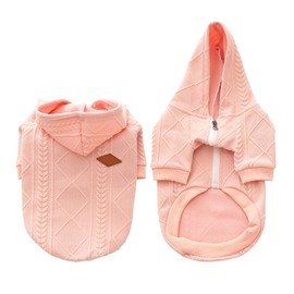 meioro Zipper Hooded Dog Sweater Pet Clothes Dog Cat Clothes Cute Pet Clothing Warm Hooded Winter Warm Puppy French Bulldog Pug (Pink, XL)