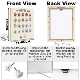 Soccer Gifts Canvas Wall Art Framed Art Football Room Decor Sports Paintings Football Gifts Wall Decor Prints Picture for Sports Club Boys Room Gallery Home Decor 11.4×15 inch