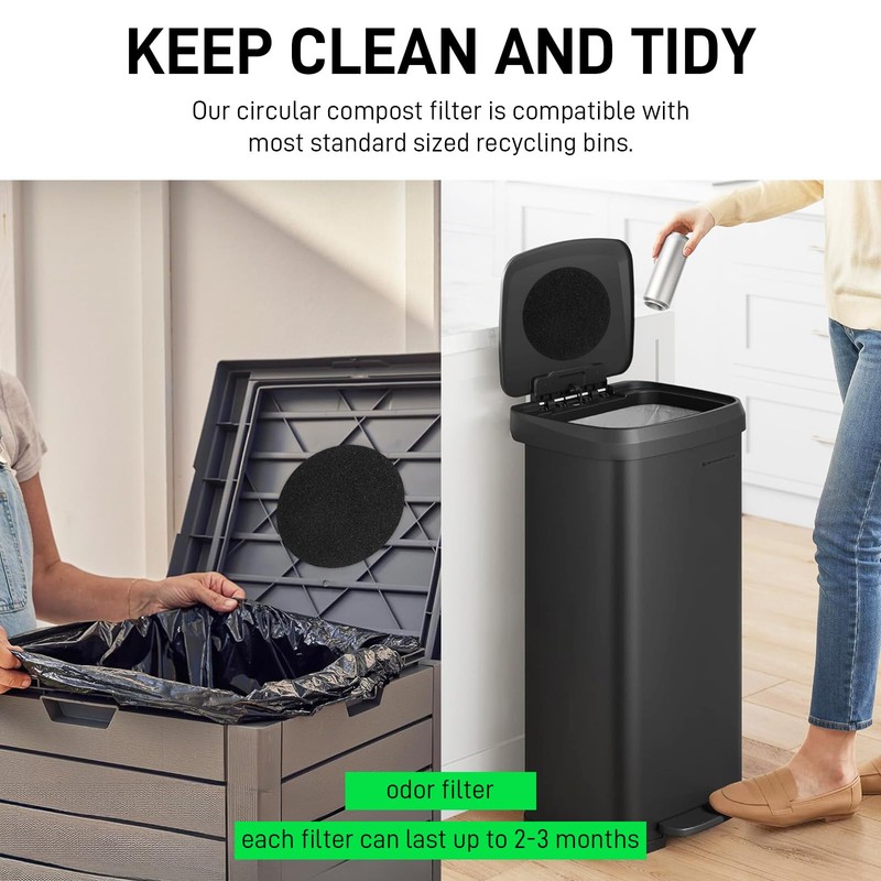 6.7 Inch Charcoal Filters for Kitchen Compost Bin, Activated Charcoal