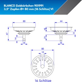 Blanco Siebkörbchen ohne Exzenterb. 42 mm Dichtg.