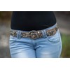 styleBREAKER Nietengürtel with Vintage Style Real Leather, Adjustable, 03010024 -