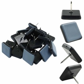Waziaqoc 20 Pack 1 Inch Nail on Furniture Sliders, Square Teflon Chair Leg Gliders, Furniture Feet Movers Slides Floor Protectors for Chair Table Cabinet Legs