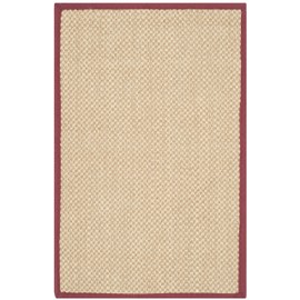 Safavieh Natural Fiber Collection NF141D Tiger Paw Weave Maize and Burgundy Sisal Area Rug (3' x 5')
