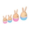Wood Rabbit Family Figures Handcraft Decoration Ornament for Living Room