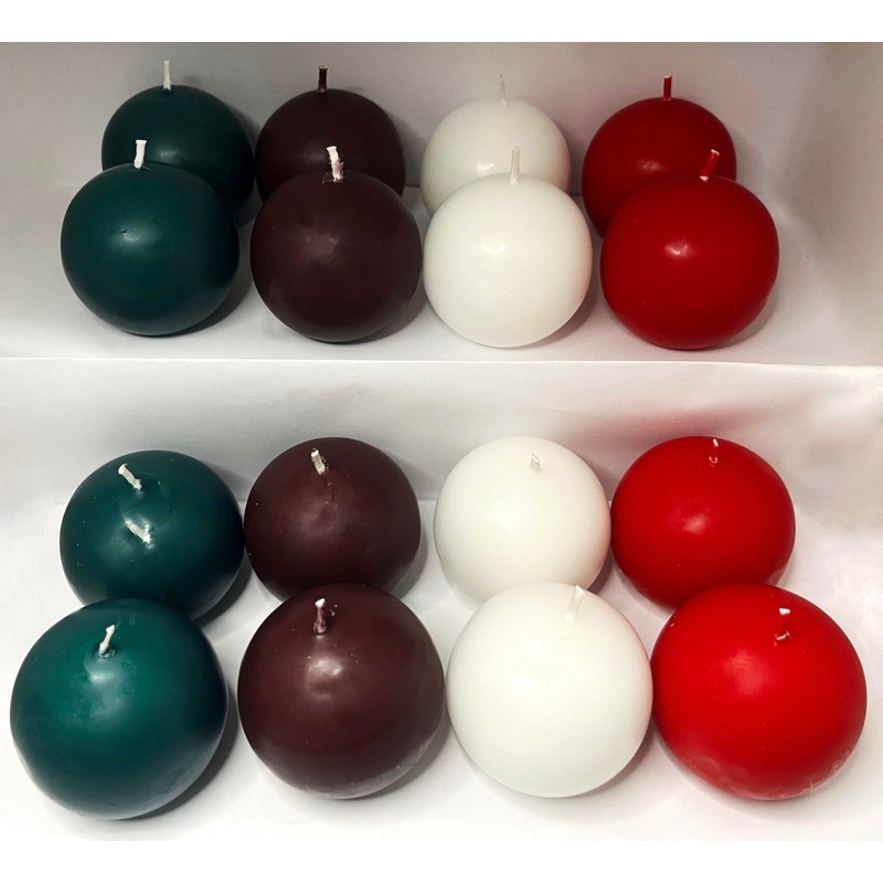 Biedermann & Sons Round-Shaped 2-3/8Inch Diameter Ball Candles, Set of