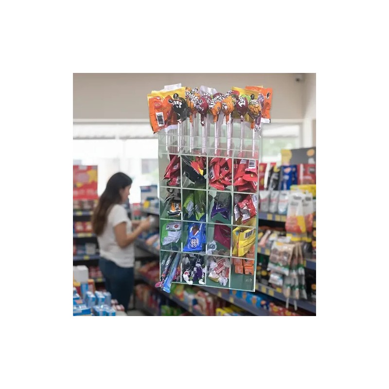 Exhibidor Acrílico Dulcero De 16 Compartimentos 40 Paletas