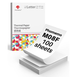 Phomemo US Letter Folding Thermal Paper,Continuous Phomemo M08F Thermal Paper,Compatible for COLORWING M08F,Brother PocketJet PJ762/PJ763MFi, HPRT MT800/MT800Q Printer, Size 8.5" x 11",100 Sheets