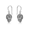Diamond Treats Hanging Gothic Skull Earrings in 925 Sterling Silver,