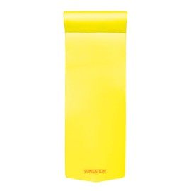 TRC Recreation Sunsation 1.75" Thick Vinyl Coated Foam Pool Lounger Swim Float Mat with Roll Pillow for Head and Neck Support, Yellow