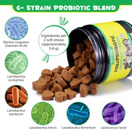 Probiotics for Dogs 120Chews– Digestive Enzymes & Prebiotics,Dog Gut Health & Immune Support,Soft Chews for Diarrhea,Constipation & Allergy Relief High-Fiber Supplement for All Breeds & Ages