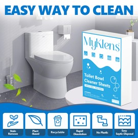 MyKlens Toilet Bowl Cleaner Sheets, Natural Toilet Bowl Cleaner Strips, Eco-Friendly, Removes Stains & Odors, Non Toxic, Plastic Free, Septic Safe, Ideal Toilet Bowl Cleaner, 120 Uses