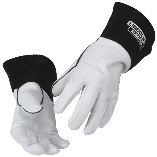 Lincoln Electric Grain Leather TIG Welding Gloves | High Dexterity | Large | K2981-L, White, Black