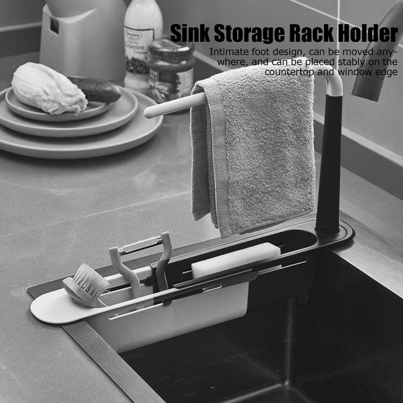 Telescopic Sink Rack, Adjustable Sink Organiser with Large Capacity for