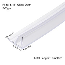 uxcell Shower Door Side Seal, F-Type Shower Door Sweep for 5/16" Glass 130" Long Silicone Frameless Glass Door Seal Strip, Stop Shower Leaks, Clear