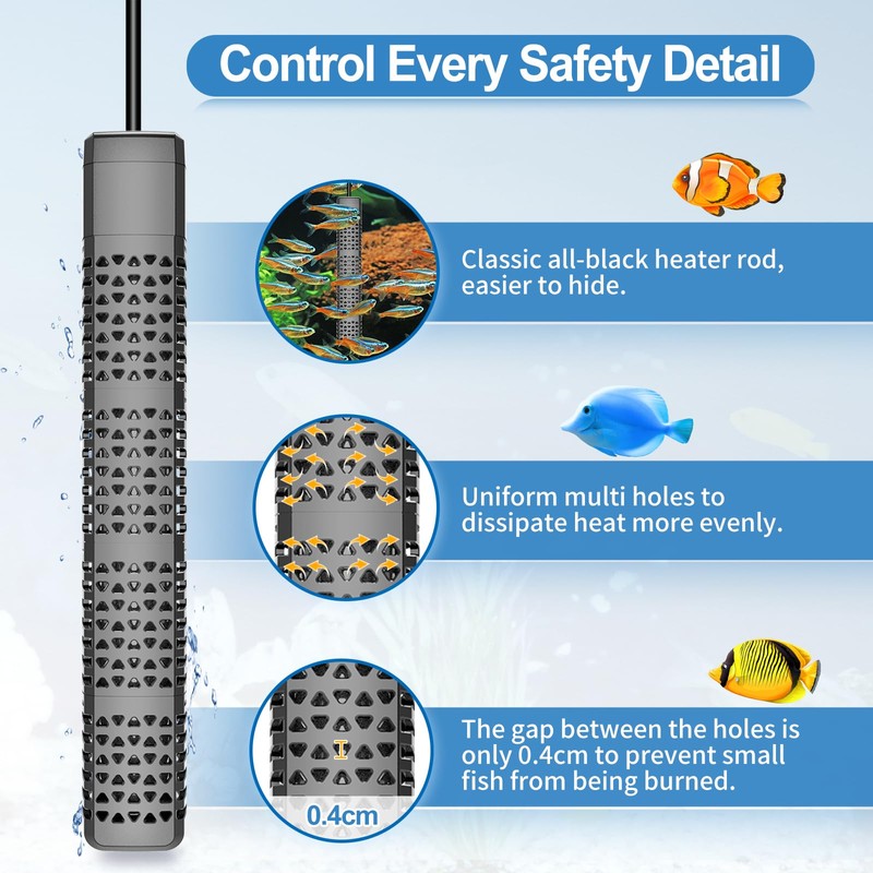 HiTauing Aquarium Heater, Upgraded 300W/500W Fish Tank Heater with Intelligent