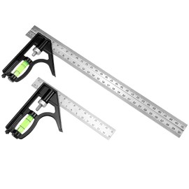 QWORK® Combination Square Set, Combination Angle 150 mm and 300 mm, Combination Angle with Brass Locking Screws for Professionals and DIY Enthusiasts